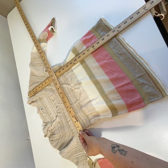 MOTH Metallic Stripe Silk Blend Knit Pullover Sweater Beige Scoop Neck S Y2K - Picture 5 of 7